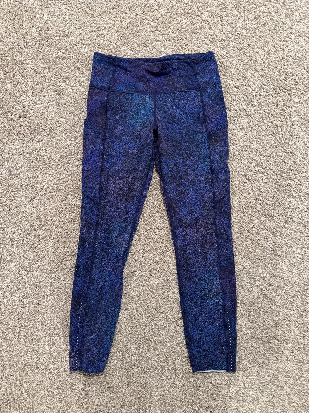 lululemon navy and purple speckled athletic leggings
